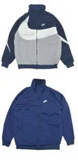 NIKE ナイキ ビッグスウッシュ 厚手ハイロフトフリース フルジップ リバーシブル ボアジャケット L(176-184cm) 国内正規品 BQ6546 ミッドナイトネイビー×チームブルーグレー 