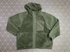 中古 UNIQLO x WHITE MOUNTAINEERING フリース フルジップアップ パーカ DARK GREEN -