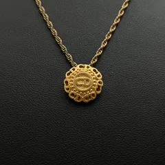 【管2601-275】Christian Dior クリスチャンディオール CDロゴ ラウンド ネックレス チョーカー ゴールドカラー メタル 中古