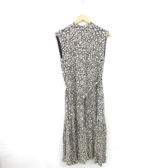 フレイアイディー FRAY I.D ワンピース ロング 花柄 フレア ウエストリボン プルオーバー ノースリーブ 1 黒 薄茶 ブラック ライトベージュ /TT48