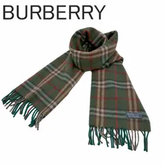 BURBERRY バーバリー マフラー チェック柄 グリーン系 カシミヤ100％