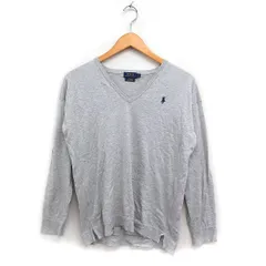ポロ ラルフローレン POLO RALPH LAUREN 国内正規品 Vネック ニット セーター 長袖 ロゴマーク刺繍 コットン 綿 M グレー 灰 /FT13