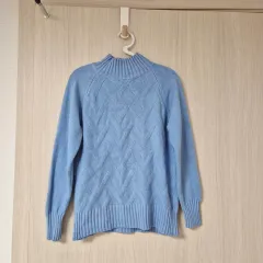 レディース ライトブルー ハイネック Tシャツ