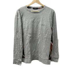 ブラックレーベルクレストブリッジ 長袖カットソー サイズL メンズ美品  - ライトグレー×ベージュ×マルチ クルーネック/チェック柄