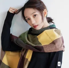 ＜在庫処分＞冬用 大判チェック柄マフラー ストール フェイクカシミヤ 70×200cm　bu1