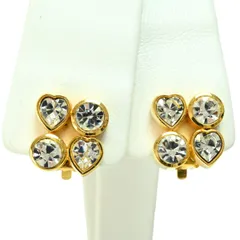 美品 YVESSAINTLAURENT イヴサンローラン ヴィンテージ ハート/ラウンド ラインストーン GP イヤリング ゴールド K2602-k024NP