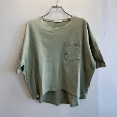 美品✨ グレイル GRL Tシャツ カットソー 半袖 胸ポケット グリーン 緑 カーキ くすみグリーン コットン 綿100％ コットン cotton オーバーサイズ ワイド シルエット シンプル ベーシック カジュアル アシンメトリー 丸首