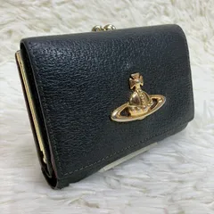 ヴィヴィアンウエストウッド 三つ折り財布 がま口 エグゼクティブ 金オーブ 黒 ★お値段交渉を受け付けます。【C0040】