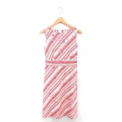 クミキョク 組曲 KUMIKYOKU ワンピース ロング 斜めストライプ 花柄 ボートネック ノースリーブ 2 赤 レッド アイボリー /TT