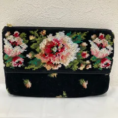 8754　FEILER フェイラー　ポーチ　ムーンライト　花柄　フラワー　ブラック　黒　レディース　マルチポーチ　小物入れ　メイクポーチ　コスメポーチ　雑貨　タグ付き　シュニール織り　シンプル　きれいめ