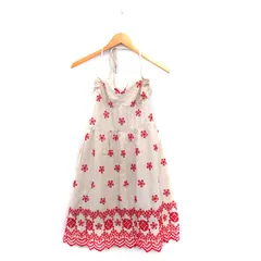 トッカ TOCCA ホルターネック ワンピース 膝丈 刺繍 コットン 0 ベージュ /KT33