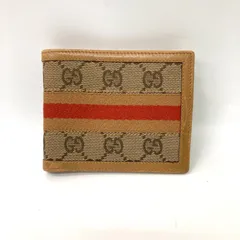 【GUCCI】グッチ GGキャンバス シェリーライン 二つ折り財布 コンパクト財布 ベージュ ★