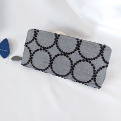 受注製作】 シンプル ネイビー×ブラック 本革ギャルソン長財布