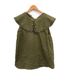 ミラオーウェン Mila Owen タグ付き シャツ ブラウス ノースリーブ ビックカラー コットン ギンガムチェック 0 イエロー 黄 /KT35