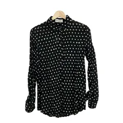 SAINT LAURENT PARIS(サンローランパリ) 長袖シャツブラウス サイズ38 M レディース美品  - 503926 黒×白 ドット柄/シースルー