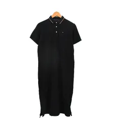 トミーヒルフィガー TOMMY HILFIGER 国内正規品 ポロワンピース 半袖 ロング コットン ロゴ ワンポイント XS ブラック 黒 /KT32
