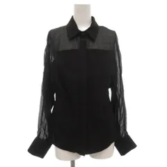 ミーアアステリズム Mia Asterism 長袖シャツ ブラウス シアー切替 ドルマンスリーブ 38 黒 ブラック /GV ■GY62