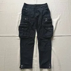 ～00s　vintage　旧タグ　ポロバイラルフローレン　ギミック　カーゴパンツ　軍パン　ウール混起毛生地　複数フラップポケット　裾ジップアップ・スナップボタン　牛革　カウレザー使用　ロゴ刻印　28/30　ダークグレー　gimmick cargo pants