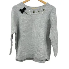 LANVIN en Bleu(ランバンオンブルー) 長袖カットソー サイズ38 M レディース美品  - ライトグレー クルーネック/ビジュー/リボン