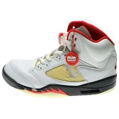 NIKE (ナイキ) 【観賞用】2000年製 AIR JORDAN 5 RETRO FIRE RED エアジョーダン5 レトロ ファイヤーレッド ハイカットスニーカー ホワイト/レッド US9.5/27.5cm 136027-101