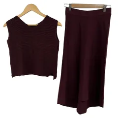 PLS+T(PLST)(プラステ) スカートセットアップ レディース美品  - ボルドー ニット/ウエストゴム