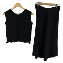 PLS+T(PLST)(プラステ) スカートセットアップ レディース美品  - 黒 ニット/ウエストゴム