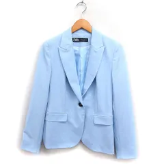 ザラ ZARA テーラードジャケット シングル 無地 シンプル 36 ライトブルー /FT41