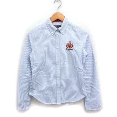 ポロジーンズ ラルフローレン POLO JEANS 国内正規品 ストライプ柄 ボタンダウン シャツ 長袖 刺繍エンブレム コットン 綿 M ライトブルー /FT14