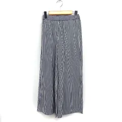 セオリー Theory ストライプ ワイドパンツ イージー XS ネイビー 紺 ホワイト 白 /FT12