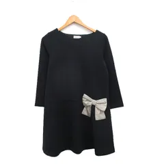アナトリエ ANATELIER ワンピース ミニ 長袖 リボン シンプル 38 ネイビー 紺 /KT29
