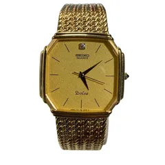 ♪3850 SEIKO セイコー Dolce ドルチェ 7731-5000 1Pダイヤ SS/QZ メンズ腕時計 ゴールド文字盤 中古 動作品