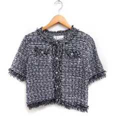 ロペピクニック ROPE Picnic サマー ツイード ハーフスリーブ カーディガン 38 ブラック 系 /FT38