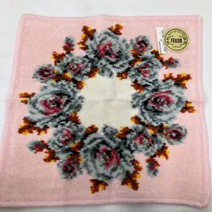 8755　FEILER フェイラー　ハンカチ　タオルハンカチ　レディース　シール付き　ピンク　フラワー　花柄　シンプル　きれいめ　上品　シュニール織り