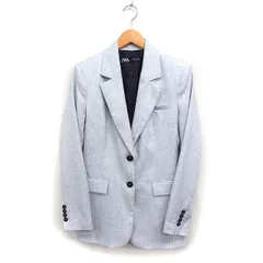 ザラ ZARA テーラードジャケット 柄 シングル S ライトグレー  /FT38