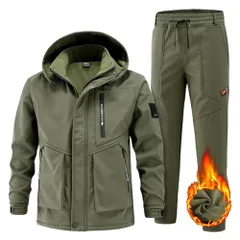 [Inkpoo] 登山ジャケット 冬服 コート メンズ 防寒 防風 防撥水 上下セット ズボン 裏起毛 ウィンドブレーカー メンズ マウンテンパーカー アウトドアウェア アノラック スキー 春秋冬e 7005bb97