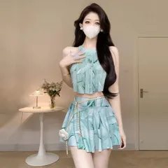 【新品・未使用】 水着 レディース セパレート 二点セット 花柄 カバーアップ スイート スリム 保守的