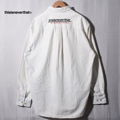 ディスイズネバーザット thisisneverthat ボタンダウン シャツジャケット XL 相当 表記 L ライトブルー 水色 ネバザ ヘビーウエイト 長袖シャツ 襟付きシャツ ロゴ刺繍 オーバーサイズ ビッグシルエット ストリート  古着 G122