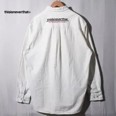 ディスイズネバーザット thisisneverthat ボタンダウン シャツジャケット XL 相当 表記 L ライトブルー 水色 ネバザ ヘビーウエイト 長袖シャツ 襟付きシャツ ロゴ刺繍 オーバーサイズ ビッグシルエット ストリート  古着 G122