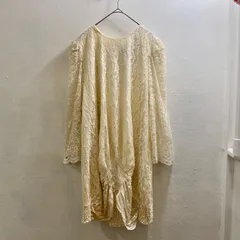 USA製 80s ヴィンテージ ワンピース レース アメリカ ドレス シアー スリーブ Vintage 希少