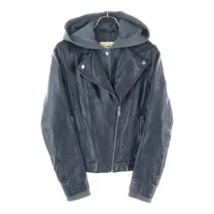 HOLLISTER (ホリスター) フェイクレザー コットン 切り返し フーデッド ジャケット ブルゾン ブラック レディース