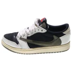 NIKE (ナイキ) ×TRAVIS SCOTT WMNS AIR JORDAN 1 LOW OG Medium Olive トラヴィススコット ウィメンズ エアジョーダン1 ローカットスニーカー DZ4137-106 レディース