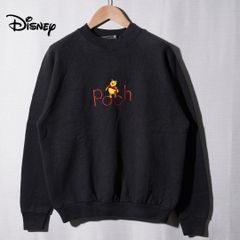 90s USA製 ディズニー Disney プーさん Pooh スウェット M ブラック 刺繍 ヴィンテージ Vintage フルーツオブザルーム FRUIT OF THE ROOM ユニセックス くまのプーさん 黒 古着 P407