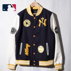 MLB ニューヨーク ヤンキース ウール混合 スタジャン L ネイビー NEWYORK YANKEES メジャーリーグ ワッペン 刺繍 バーシティジャケット アワードジャケット アメカジ ストリートY2K 古着 P70110