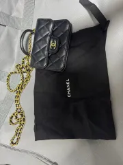 シャネル チェーン フラップ コイン 財布 ラムスキン & GOLD メタル BLACK