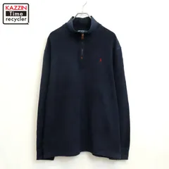00s RALPH LAUREN ハーフジップ コットン ニットセーター メンズ 表記XLサイズ