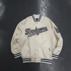 MLB WWS LA ドジャーズ ビックロゴ サテン スタジャン ジャケット (L)