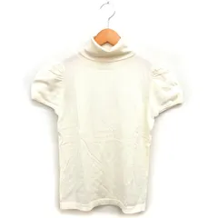 エムプルミエ M-Premier タートルネック ニット カットソー ウール混 リブ 透け感 半袖 38 ベージュ /NT15