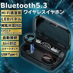 ワイヤレスイヤホン Bluetooth 5.3 ノイズキャンセリング  USB-TypeC TWS 黒 ブラック 無線 防水  タイプC スマホ 携帯 ゲーム スポーツ ランニング 片耳使用可能 日本語説明書付き イヤフォン本体