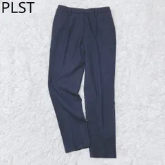 プラステ　スラックス　テーパード　センタープレス　ベルトループ　ストレッチ　カジュアル　シンプル　きれいめ　ネイビー　XSサイズ
