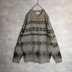 古着 vintage ニットセーター 幾何学模様 総柄 ウール L